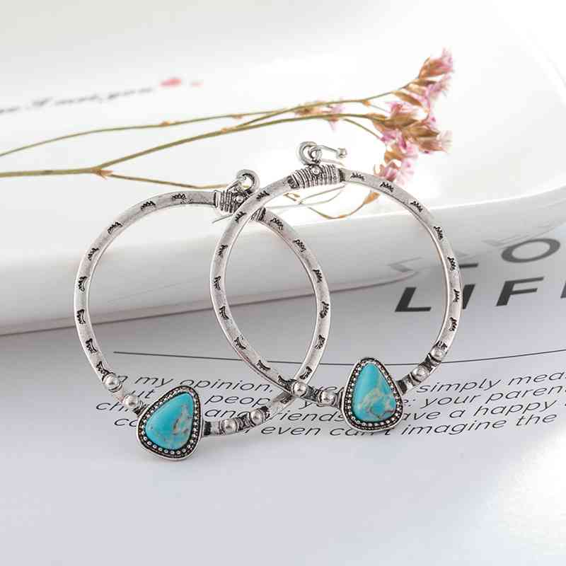 Light Gray Artificial Turquoise Drop Earrings Sentient Beauty Fashions jewelry