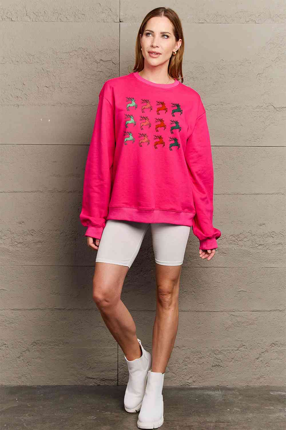 Rosy Brown Simply Love Full Size Graphic Long Sleeve Sweatshirt Sentient Beauty Fashions Apparel &amp; Accessories