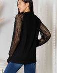 Black Double Take Round Neck Raglan Sleeve Blouse Sentient Beauty Fashions Tops