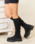 Dark Slate Gray WILD DIVA Footwear Knee High Platform Sock Boots Sentient Beauty Fashions Shoes