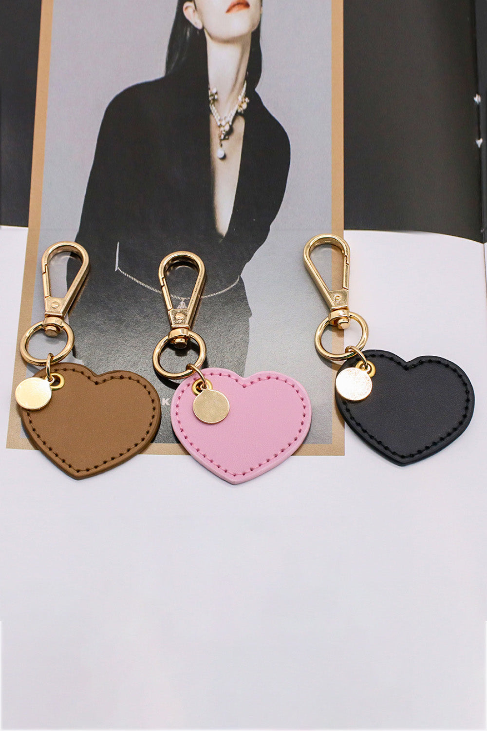 Dark Slate Gray Assorted 4-Pack Heart Shape PU Leather Keychain Sentient Beauty Fashions Apparel & Accessories