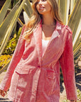 Sienna BiBi Ribbed Button Up Long Sleeve Blazer Sentient Beauty Fashions Apparel & Accessories