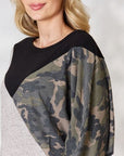Gray BiBi Brushed Hacci Color Block Long Sleeve Top Sentient Beauty Fashions Apparel & Accessories