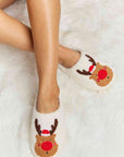 Light Gray Melody Rudolph Print Plush Slide Slippers Sentient Beauty Fashions Apparel & Accessories