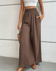 Gray Wide Waistband Relax Fit Long Pants Sentient Beauty Fashions Apparel & Accessories