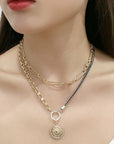 Tan Zircon Sun Pendant Two-Piece Necklace Set Sentient Beauty Fashions necklaces