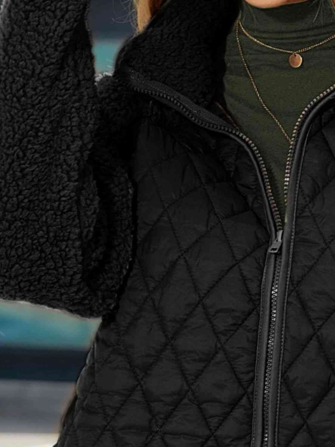 Black Zip-Up Raglan Sleeve Jacket