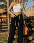 Dark Slate Gray Loose Fit Drawstring Jeans with Pocket Sentient Beauty Fashions Apparel & Accessories