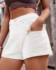 Rosy Brown High-Waist Denim Shorts with Pockets