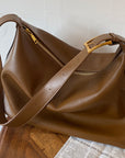 Saddle Brown Wide Strap PU Leather Crossbody Bag Sentient Beauty Fashions Bag