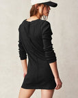 Black Waffle-Knit Round Neck Long Sleeve Sweater Sentient Beauty Fashions Apparel & Accessories