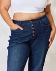 Light Gray Judy Blue Full Size Button-Fly Straight Jeans Sentient Beauty Fashions Apparel & Accessories