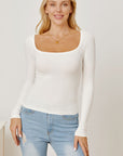 Light Gray Square Neck Long Sleeve T-Shirt Sentient Beauty Fashions Apparel & Accessories