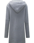 Slate Gray Open Front Longline Hooded Cardigan