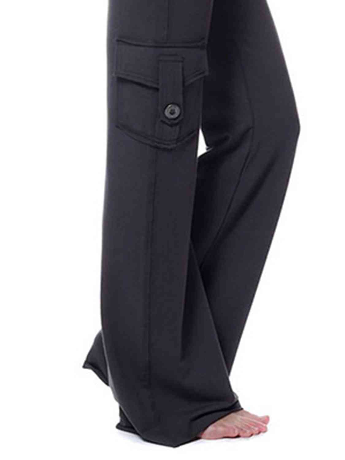 Dark Slate Gray Mid Waist Pants with Pockets