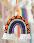 Gray Fringe Macrame Rainbow Shape Wood Bead Cotton Keychain Sentient Beauty Fashions handmade