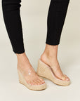 Light Gray Forever Link Clear Strap Espadrille Platform Wedge Sandals Sentient Beauty Fashions Apparel & Accessories