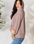 Light Gray BOMBOM Ribbed Drawstring Exposed Seam Hoodie Sentient Beauty Fashions Apparel & Accessories