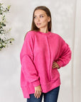 Light Gray Zenana Full Size Center Seam Long Sleeve Sweatshirt Sentient Beauty Fashions Apparel & Accessories