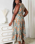 Light Gray Double Take Floral V-Neck Tiered Sleeveless Dress Sentient Beauty Fashions Apparel & Accessories