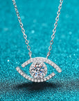 Light Sea Green Moissanite Evil Eye Pendant 925 Sterling Silver Necklace Sentient Beauty Fashions jewelry