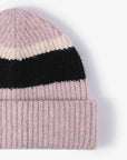 Light Gray Tricolor Cuffed Knit Beanie