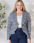 Light Gray Heimish Full Size Open Front Printed Blazer Sentient Beauty Fashions Apparel & Accessories