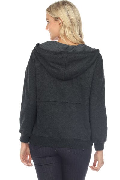 Dark Slate Gray Drawstring Half Zip Dropped Shoulder Hoodie Sentient Beauty Fashions Apparel &amp; Accessories