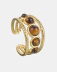 White Smoke 18K Gold Plated Nature Stone Open Ring Sentient Beauty Fashions jewelry