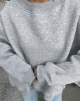 Dark Gray Oversize Round Neck Dropped Shoulder Sweatshirt Sentient Beauty Fashions Apparel & Accessories