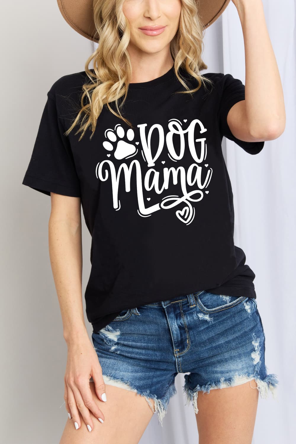 Dark Slate Gray Simply Love Full Size DOG MAMA Graphic Cotton T-Shirt Sentient Beauty Fashions