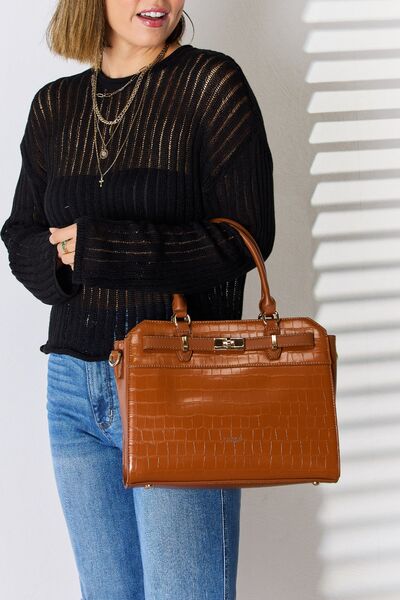 Light Gray David Jones Texture PU Leather Handbag Sentient Beauty Fashions Apparel &amp; Accessories