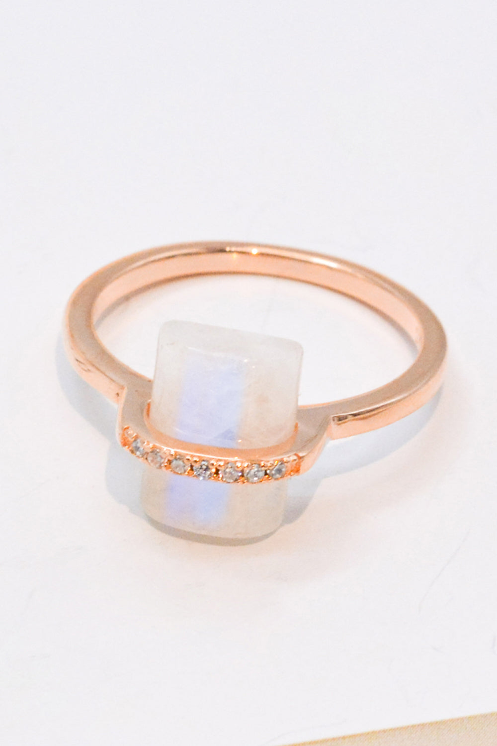 Lavender Natural Moonstone Platinum-Plated Ring Sentient Beauty Fashions jewelry