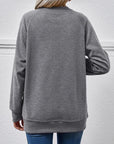 Dim Gray Round Neck Long Sleeve Sweatshirt Sentient Beauty Fashions Apparel & Accessories