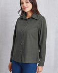 Gray Collared Neck Button Up Denim Top