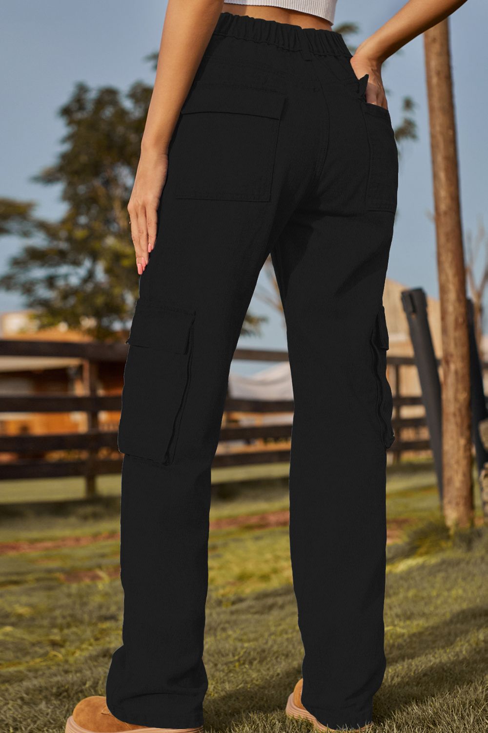 Black Loose Fit Long Jeans with Pockets Sentient Beauty Fashions Apparel &amp; Accessories
