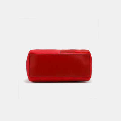 Dark Red Nicole Lee USA Scallop Stitched Boston Bag Sentient Beauty Fashions Apparel &amp; Accessories