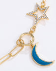 White Smoke Star and Moon Rhinestone Alloy Necklace Sentient Beauty Fashions jewelry