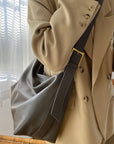 Dim Gray Wide Strap PU Leather Crossbody Bag Sentient Beauty Fashions Bag