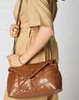 Gray SHOMICO PU Leather Chain Handbag Sentient Beauty Fashions Bag