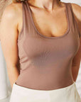 Rosy Brown HEYSON Everyday Full Size Basic Tank Bodysuit Sentient Beauty Fashions Apparel & Accessories