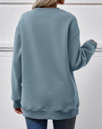 Slate Gray FELIZ NAVIDAD Round Neck Drop Shoulder Sweatshirt