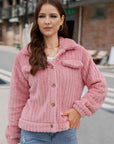 Rosy Brown Collared Neck Button Up Jacket Sentient Beauty Fashions jackets
