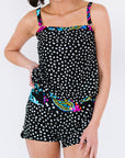 Black Printed Tied Tankini Set Sentient Beauty Fashions Swimwear