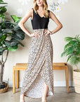 Light Gray Heimish Full Size Slit Animal Print V-Neck Wide Strap Dress