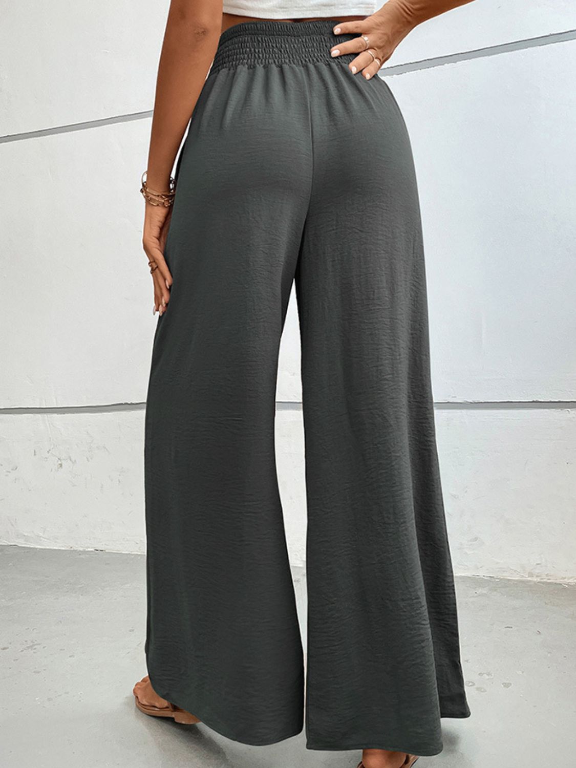 Dark Slate Gray Wide Waistband Relax Fit Long Pants Sentient Beauty Fashions Apparel &amp; Accessories