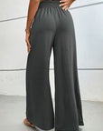 Dark Slate Gray Wide Waistband Relax Fit Long Pants Sentient Beauty Fashions Apparel & Accessories