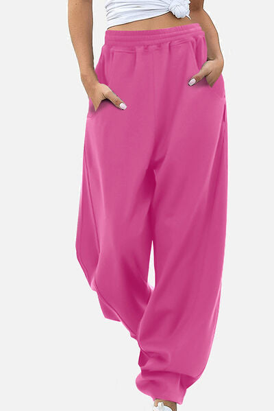 Pale Violet Red Elastic Waist Sweatpants with Pockets Sentient Beauty Fashions Apparel &amp; Accessories