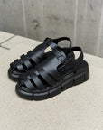 Gray Qupid Platform Cage Stap Sandal in Black Sentient Beauty Fashions Shoes