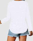 Lavender Ruched V-Neck Long Sleeve T-Shirt